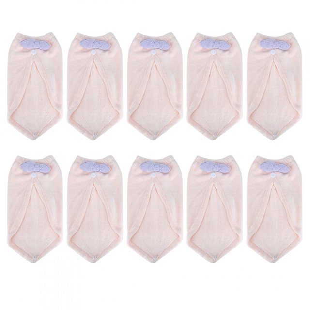 10pcs Hair Towel Wrap Microfibre Thicken Shower Hair Drying Towel Bath Wrapped CapsLight Pink