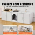 thumbnail image 3 of KFFKFF Dual Cat Litter Enclosure, Spacious Hidden Litter Cabinet for Multiple Cats, Wood Constructed Litter Box Cover, Dimensions: 57.9"L x 18.3"W x 17.9"H, in White, 3 of 9