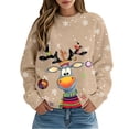 thumbnail image 3 of Womens Christmas Sweatshirts Tree Printed Loose Casual Long Sleeve Hoodless Pullover Tops Oversized Cozy Winter Holiday Festive Comfortable Daily Wear Crewneck Sweatshirts Women Khaki XXXL, 3 of 5