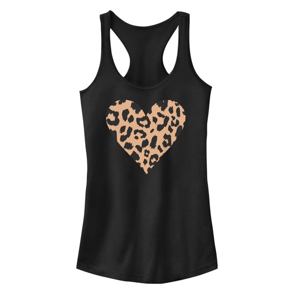 Junior's Lost Gods Cheetah Print Heart Racerback Tank Top