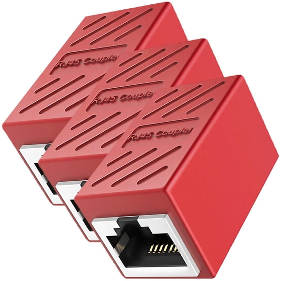 Acoplador Alta Velocidad LinkFusionRed 3 Pzas Acoplador RJ45 Hasta 1000Mbps Interior Rojo Plástico y Metal