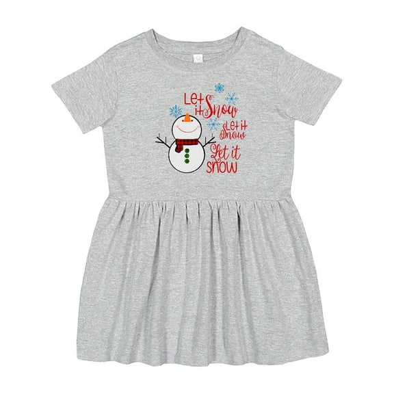 Inktastic Christmas Let It Snow Cute Snow Man with Snowflakes Girls Toddler Dress