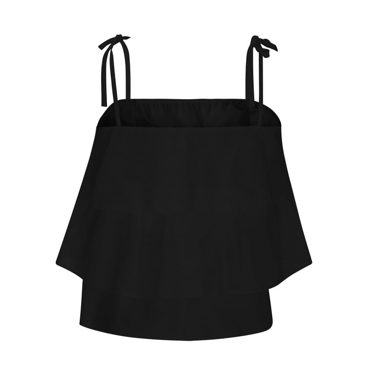 Tank Top for Women Trendy Ruffle Trim Oblique Shoulder Shirt One Shoulder  Jacquard Tunics Elegant Cute Flowy Camisole, Black, Small : :  Clothing, Shoes & Accessories