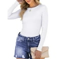 thumbnail image 3 of Fantaslook Fitted Long Sleeve Shirts for Women Stretch Casual Basic Tops Crewneck Ribbed Tees Shirts, 3 of 9