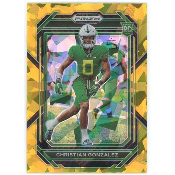 NFL 2023 Panini Prizm Draft Picks Gold Ice Prizm Christian Gonzalez #174 (Rookie)