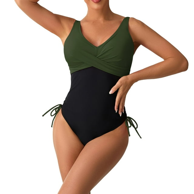 asddcavvf Bikini Ensembles pour Femmes Maillot de Bain Rétro Plissé avec Coussin de Poitrine
