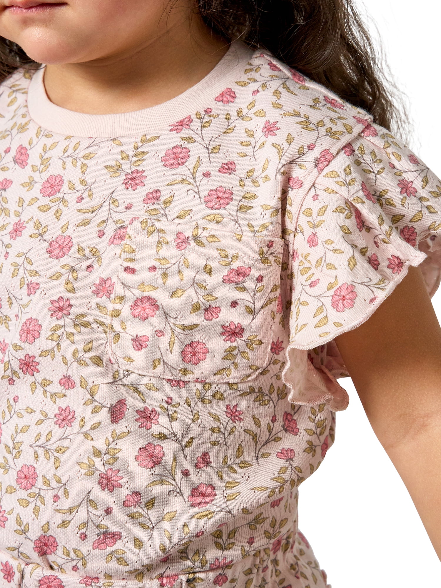 Modern Moments by Gerber Baby and Toddler Girl Organic Pleated Ruffle Sleeve Top, Sizes 0/3 Months - 5T