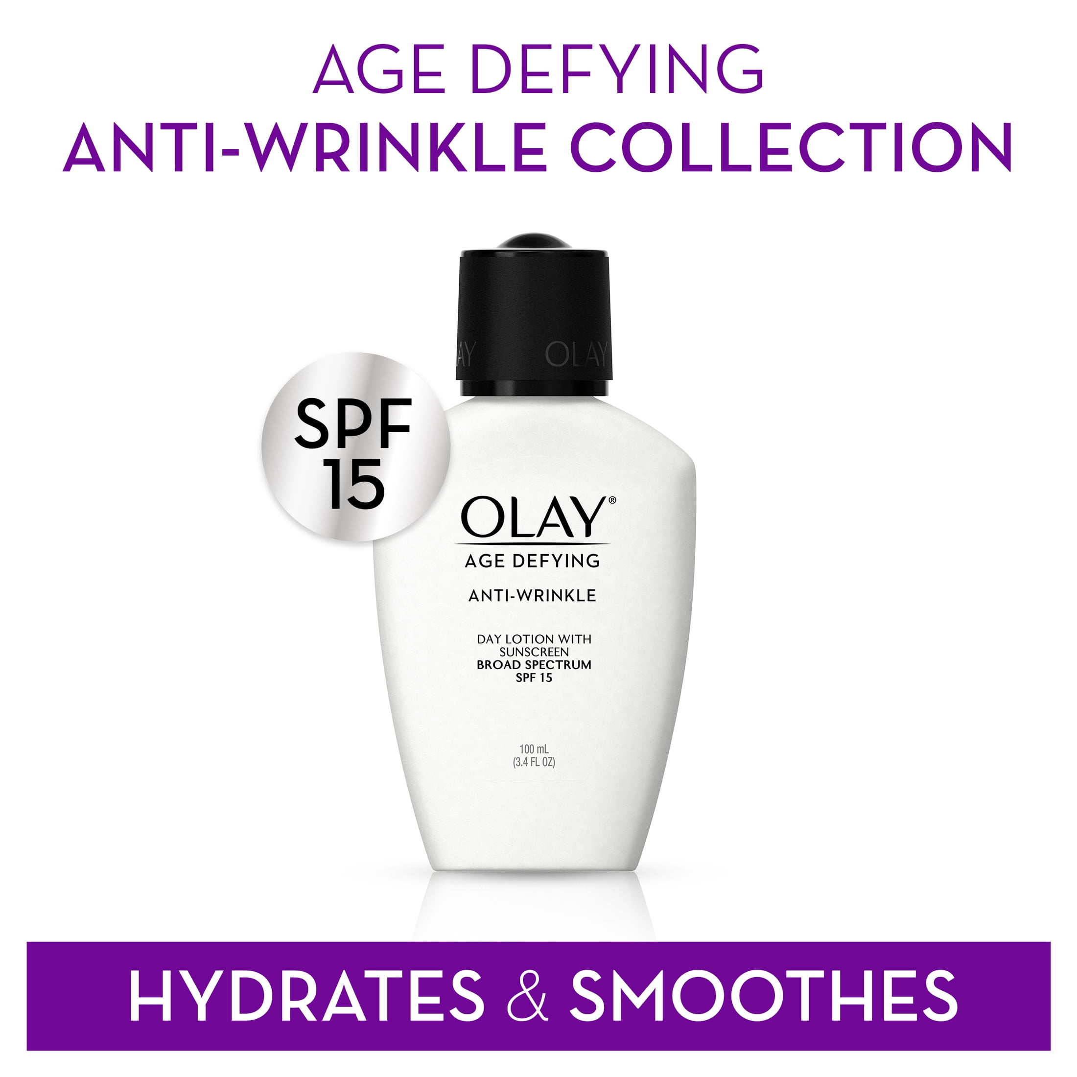 (3 pack) Olay Age Defying Anti-Wrinkle Day Face Lotion, Anti-Aging Moisturizer with Sunscreen SPF 15, 3.4 fl oz