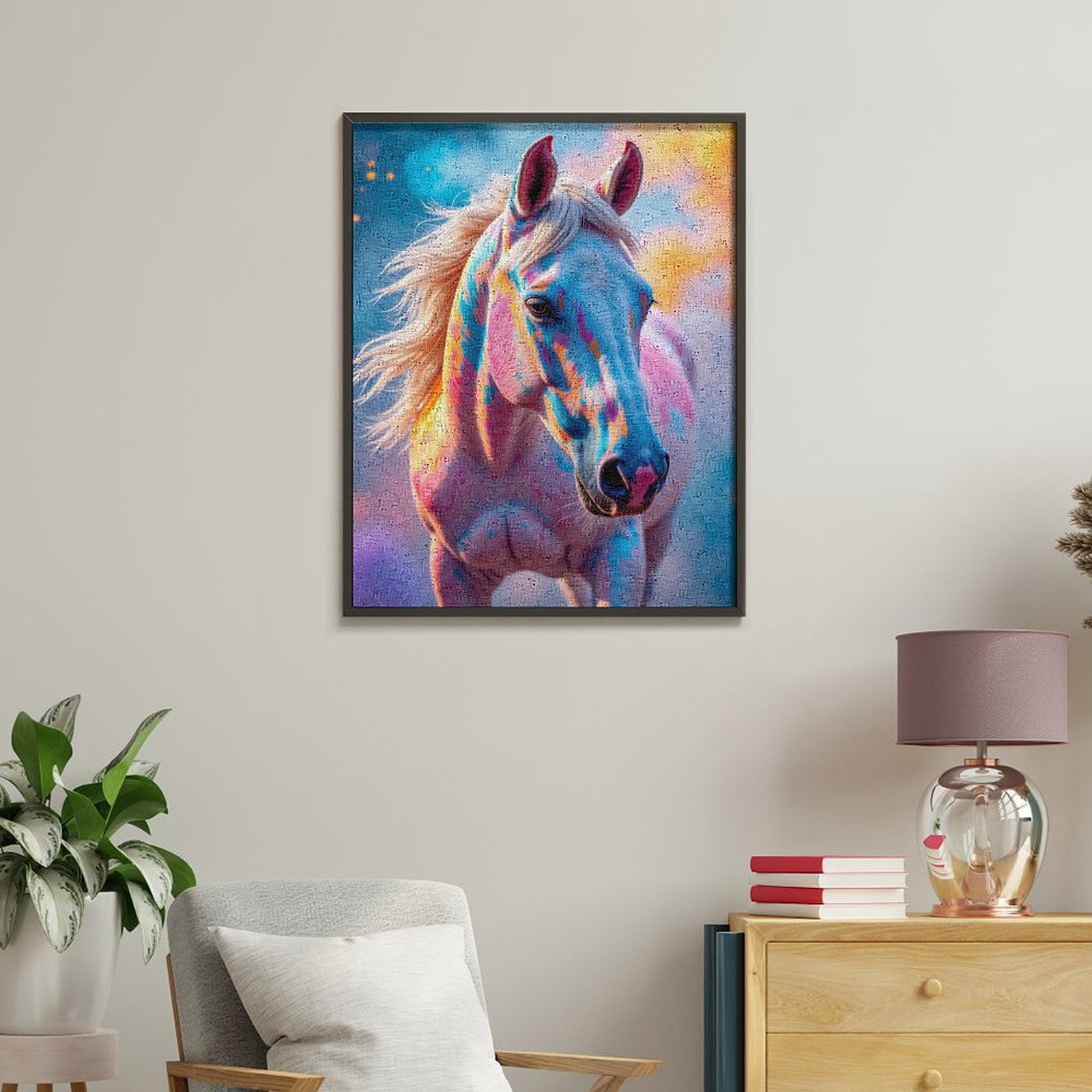 Paint By Numbers Kit for Adults Beginner - DIY Colorful Vibrant Horse Art Fantasy Canvas Painting Kits for Adults, Frameless Paint By Number for Adults for Home Wall Decor 16x20 Inch
