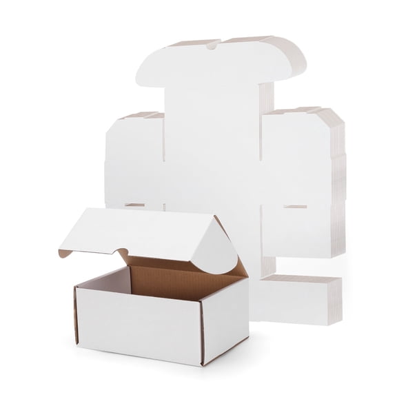 25-Pack 7x5x3-Inch Shipping Boxes – Recyclable White Corrugated Cardboard Mailers for Small Gift & Business