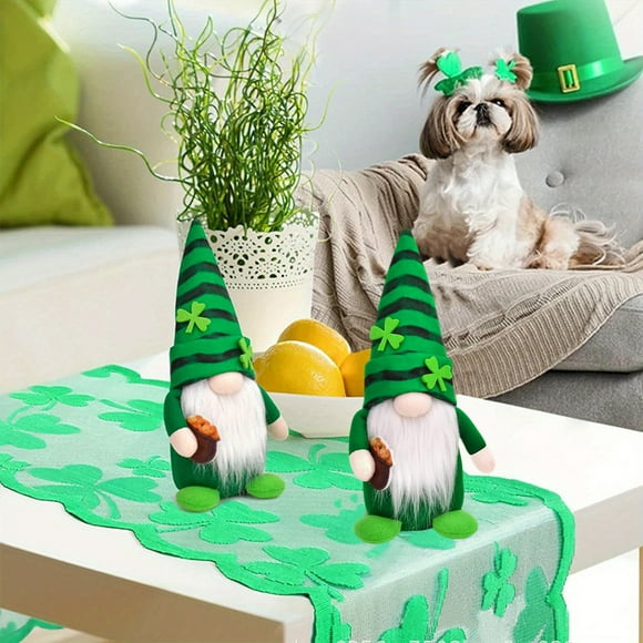 Dvkptbk St Patricks Day St. Patrick's Day Gnome Decoration Green Spring Doll Irish Dwarf Decorations Home Gift Table Ornaments Green Gnomes Decor St Patricks Day Decorations