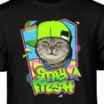 thumbnail image 3 of Teelocity Men's Funny Retro 90s Stay Fresh Cat in a Hat Black Relaxed Fit Short Sleeve Graphic T-Shirt, 3 of 3