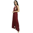 thumbnail image 3 of Bimba Women's Designer Dress Halter Neck Floral Embroidered Maroon Dresses-24, 3 of 7