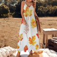 thumbnail image 2 of Autumn Harvest Maple Leaves Thanksgiving Design Sleeveless Dress Woman Fashion Long Dresses Women's Summer Suit Dress 2025, 2 of 7