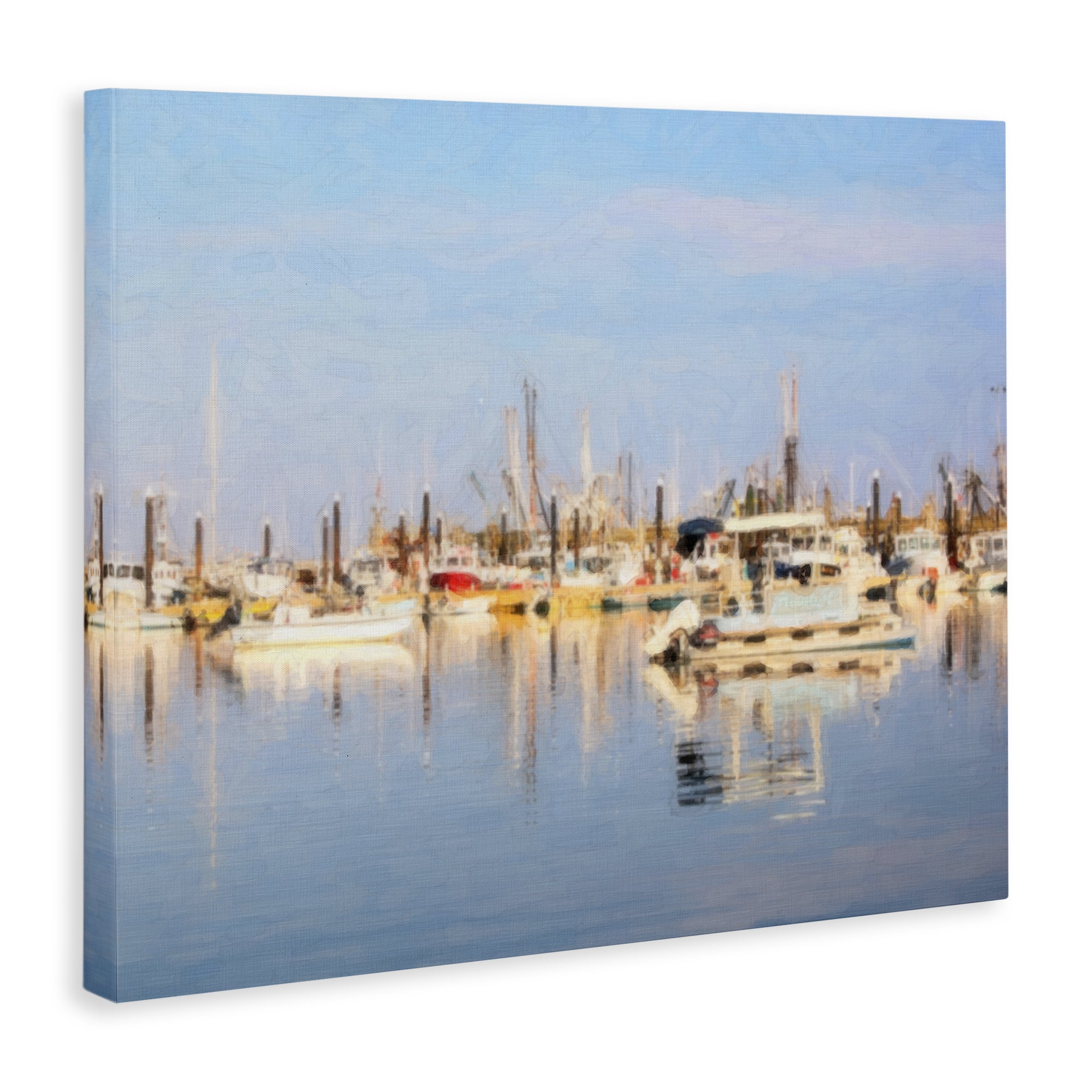 Stupell Industries Blurred Abstract Boat Marina Transportation Painting Wrapped Canvas Art Print Wall Art, 40 x 30