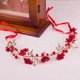 thumbnail image 4 of Zhuge Horquillas para el pelo de boda con flores para novias, peinetas con perlas de cristal,joyas con diamantes de imitación para novias, damas de honor y mujeres (rojo), 4 of 5