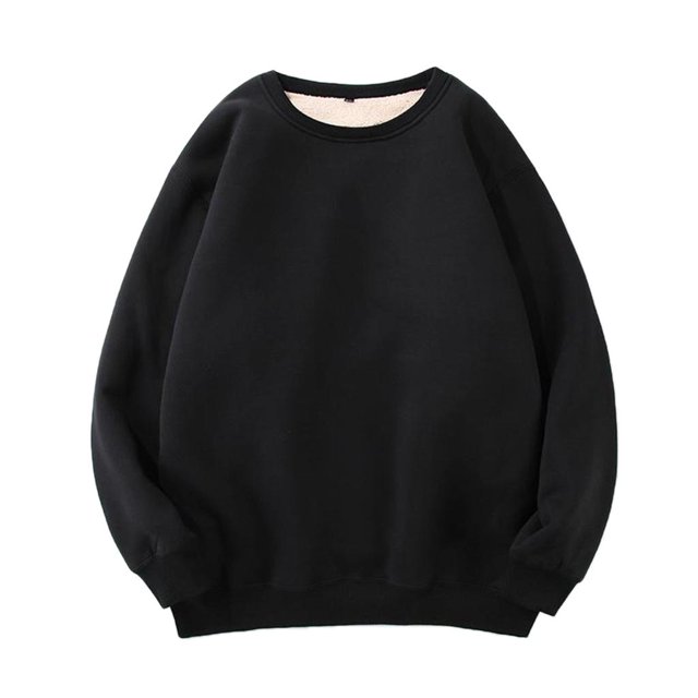 Chaqueta de jersey gruesa de terciopelo Plus, sudadera para el trabajo en invierno negro S