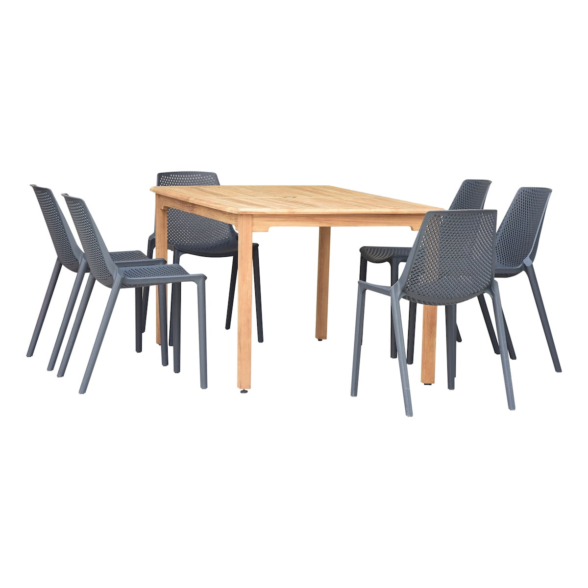 Amazonia Clay Solid Wood 7 Pieces Rectangular Patio Dining Set, Seating Capacity: 6