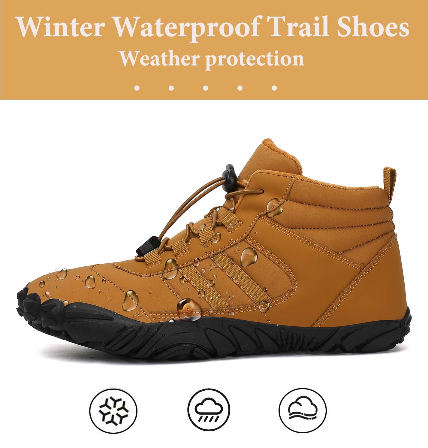 Cyiecw Barefoot Shoe Men Women Minimalist Trail Running Barefoot Sneakers Waterproof Hi-top Hiking Boots Wide Toe Box Cross Training Shoes Zero Drop Sole