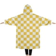 thumbnail image 2 of Oversized Wearable Blanket Hoodie,Yellow White Checkerboard Checkered Pattern Sherpa Blanket Hoodie with Super Pockets,Super Warm Fuzzy Pullover for Women & Men, 2 of 6