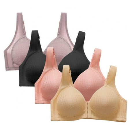 

Support Push Up Bras for Women Full Coverage and Lift Front Closure - for Everyday Comfort Adjustable Shoulder Strap Ultra-thin Gathered Bras(4-Packs)
