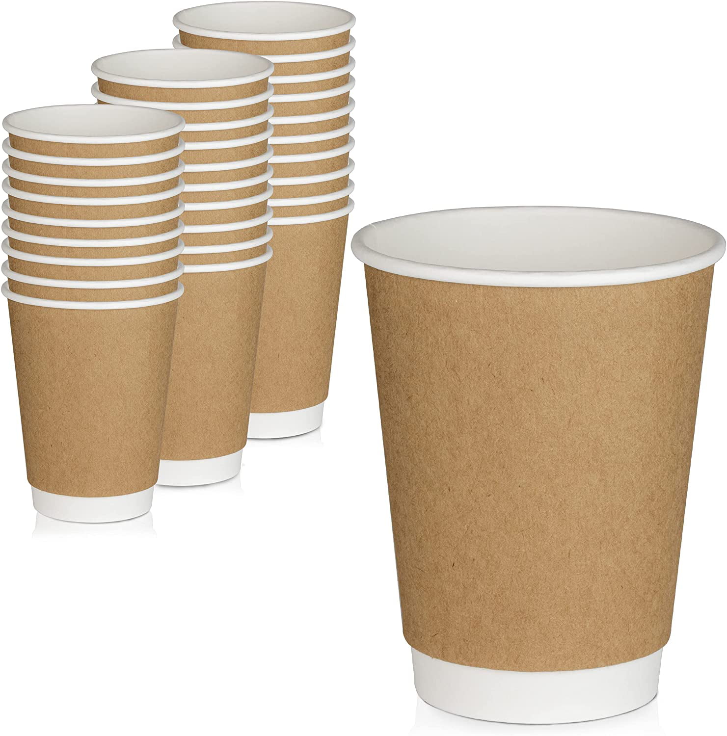 100 x 8oz  Disposable Coffee Cups Paper Cups Kraft Cups For Hot & Cold Drink 