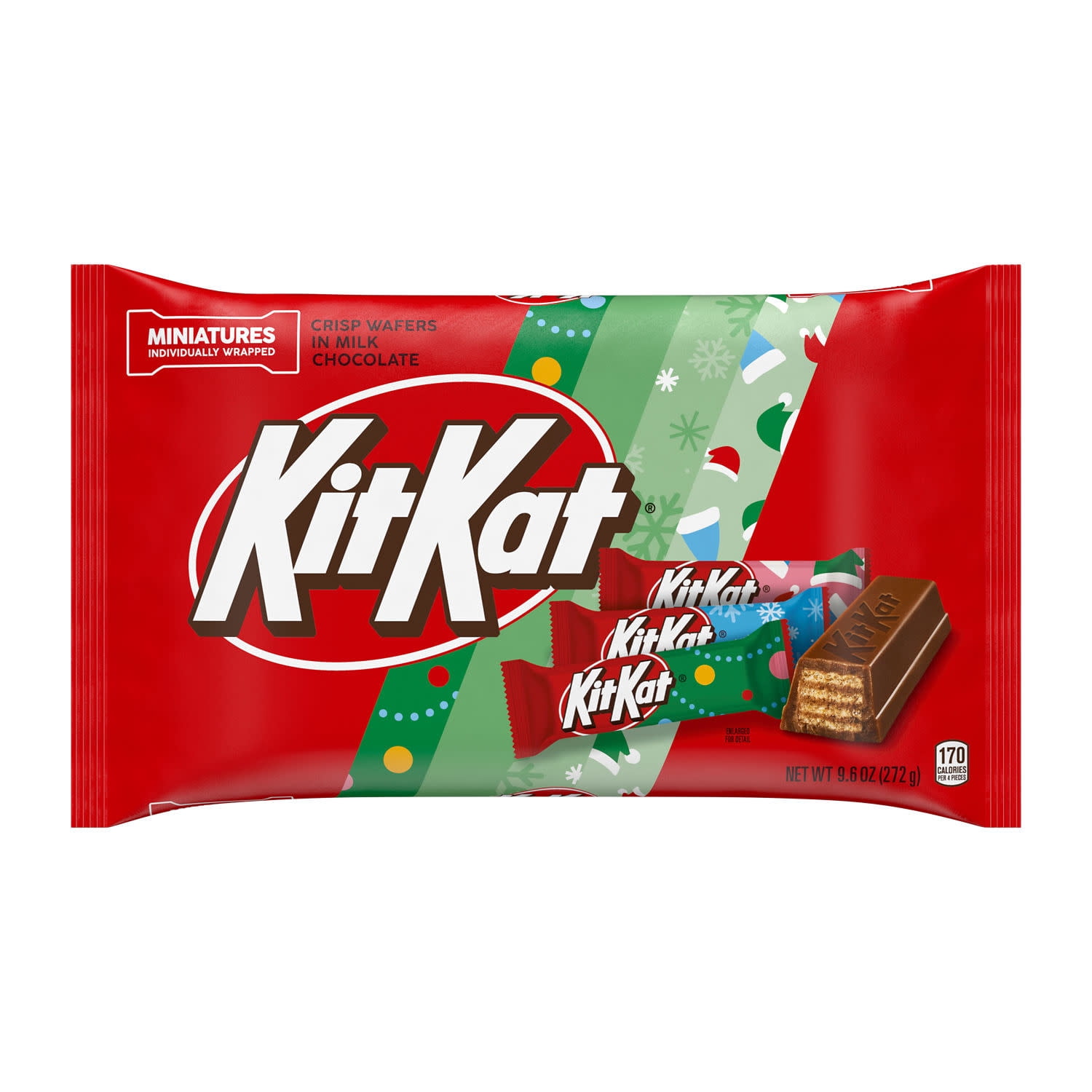(3 pack) Kit Kat Miniatures Milk Chocolate Wafer Christmas Candy, Bag 9.6 oz