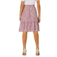 thumbnail image 3 of INSPIRE CHIC Women's Skirts Elastic Waist A-Line Flowy Tiered Ruffle Floral Midi Skirt Dusty Pink XS, 3 of 7