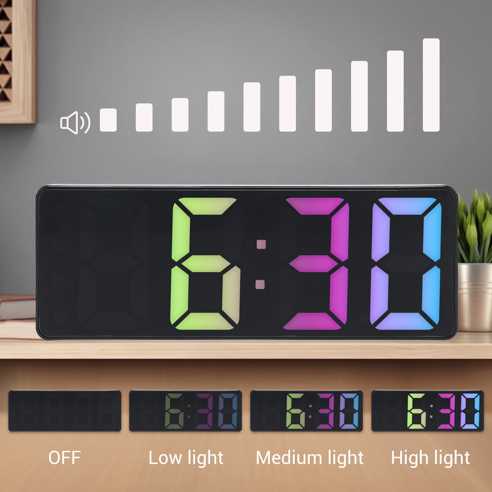 Unique Bargains 2 Pcs Small Alarm Clock Temperature Mirror White Mirror