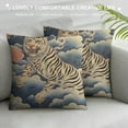 thumbnail image 3 of Shiartex Chinoiserie Blue Tibet Tiger Pillow Covers Asian Style Throw Pillow Cover Indigo Tiger Colorful Pillow Case Animal Cushion Cover Home Decor for Bedroom Living Room Sofa 20x20in, 3 of 5