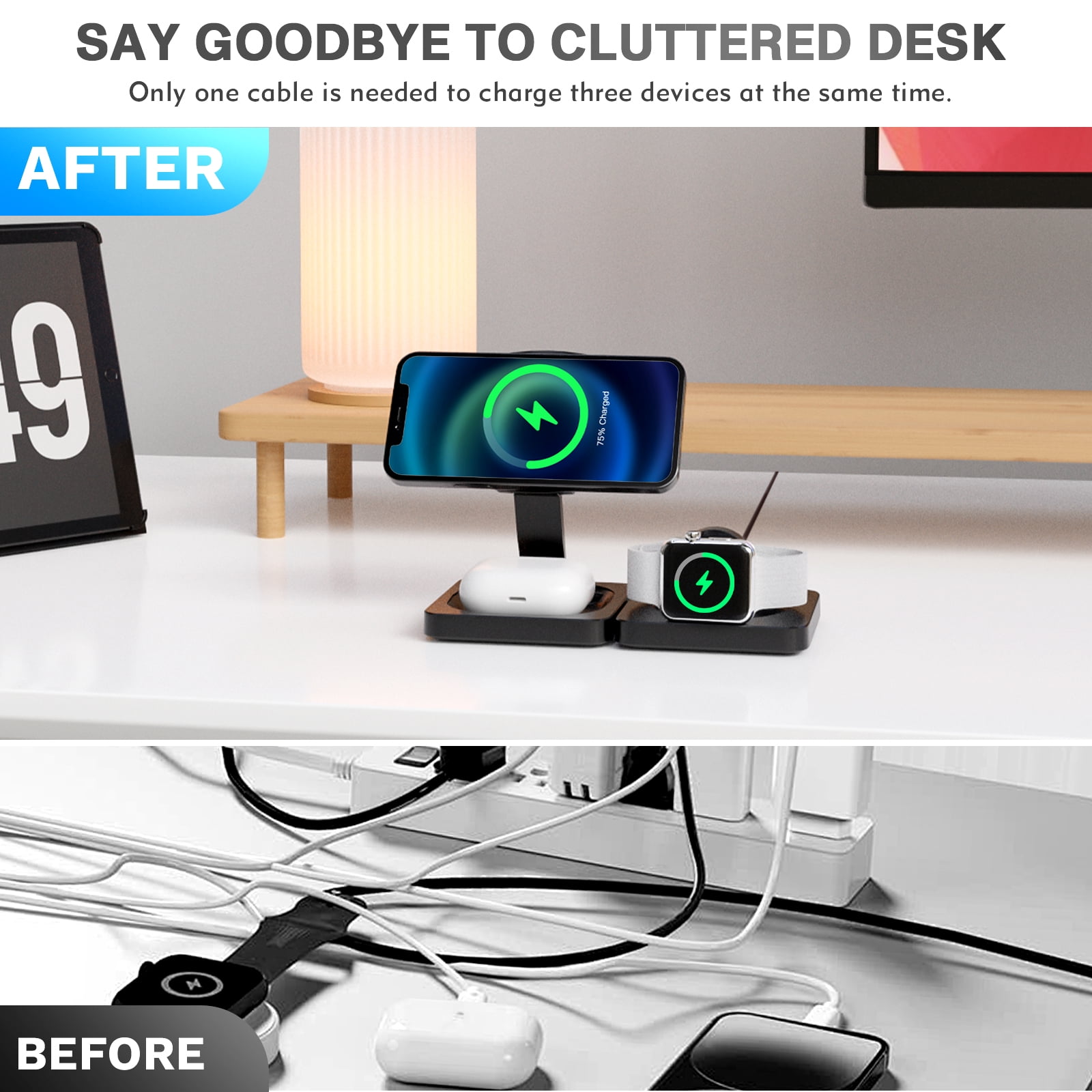 3 in 1 Charging Station for iphone, Wireless Charger for iPhone 17/16/15/14/13 /12/Pro/Max/Plus, Magsafe Accessories Charger for Airpods, iWatch