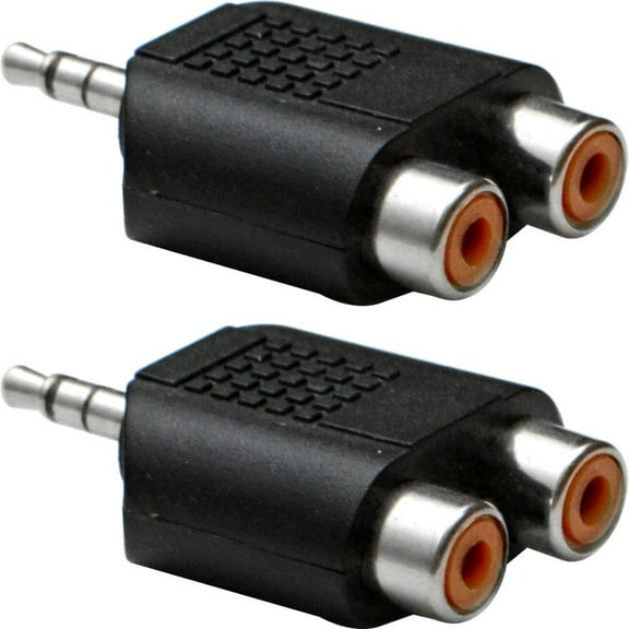 SAPT55 (2 Pack) - 1/8" male to Dual RCA Female Adapter
