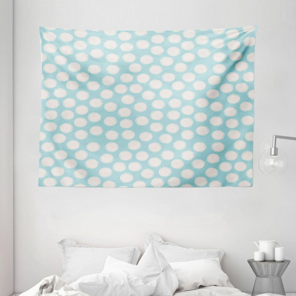 Kids Tapestry, Doodle Style Spots on a Pale Blue Background Artistic ...