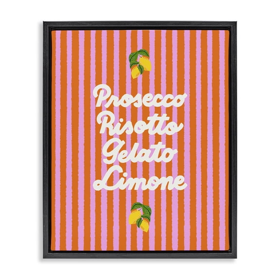 Stupell Industries Italian Enjoyment over Stripes Black Framed Floater Canvas Wall Art, design by Indira Prieto | IndySign