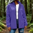 thumbnail image 6 of XUNKUSGA Rain Jacket Women Waterproof Fashion Full Zip Stand Collar Womens Windbreaker Jacket Casual Loose Women Rain Jacket with Adjustable Hem Drawstring,Purple,S, 6 of 9