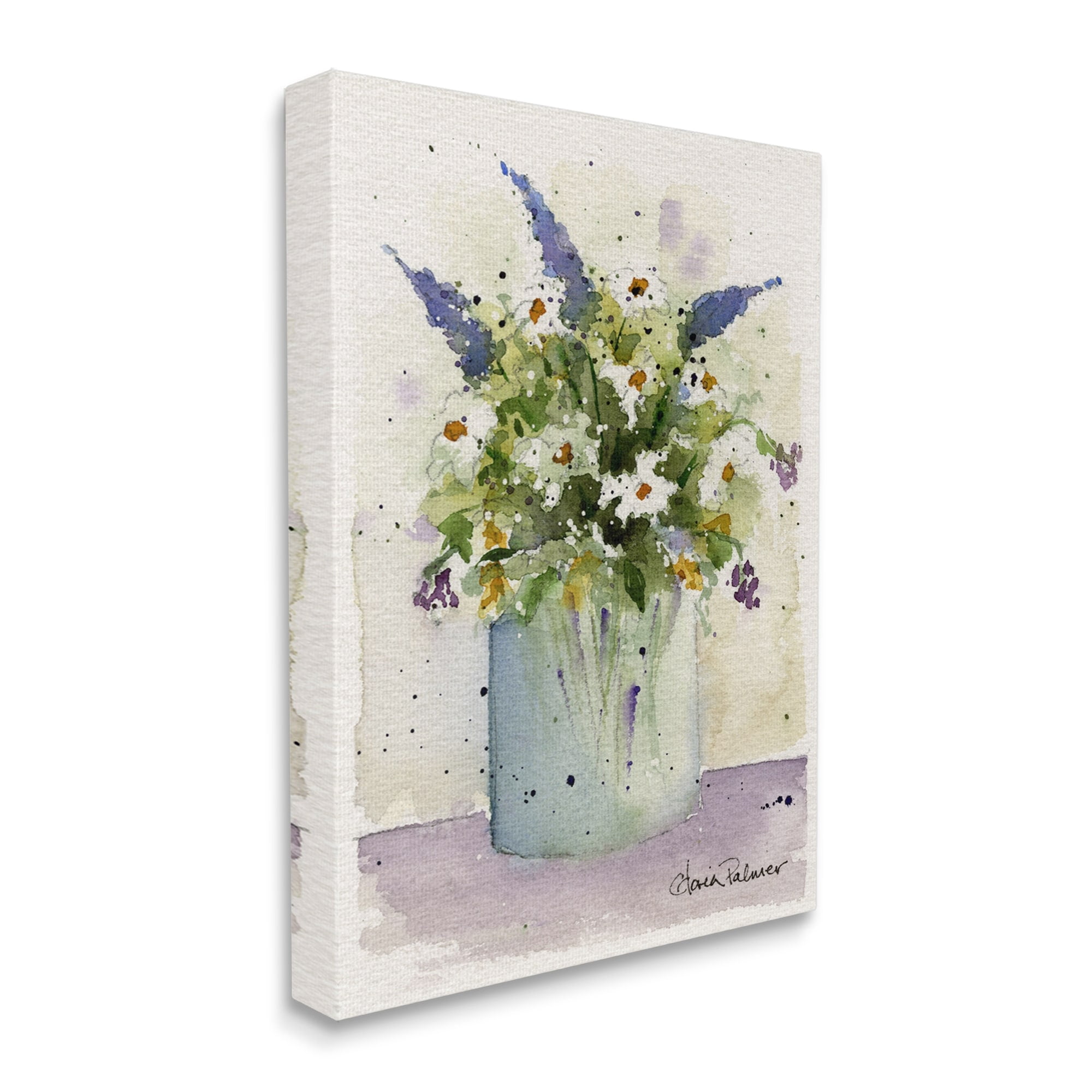 Stupell Industries Abstract Lilac & Daisy Blooms Botanical & Floral Painting Gallery Wrapped Canvas Print Wall Art