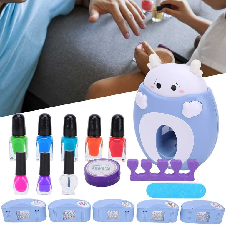 Pretend Play Children Nail Art Machine Kit Girl Nail Art Polish Nail  Stamper Set Manicure Toy 