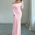 thumbnail image 3 of Women's Evening Dress Long Dress One Shoulder Strapless Sleeveless Solid Color with Pocket Formal Gown for Spring Fall Party Banquet,Pink,XL, 3 of 6