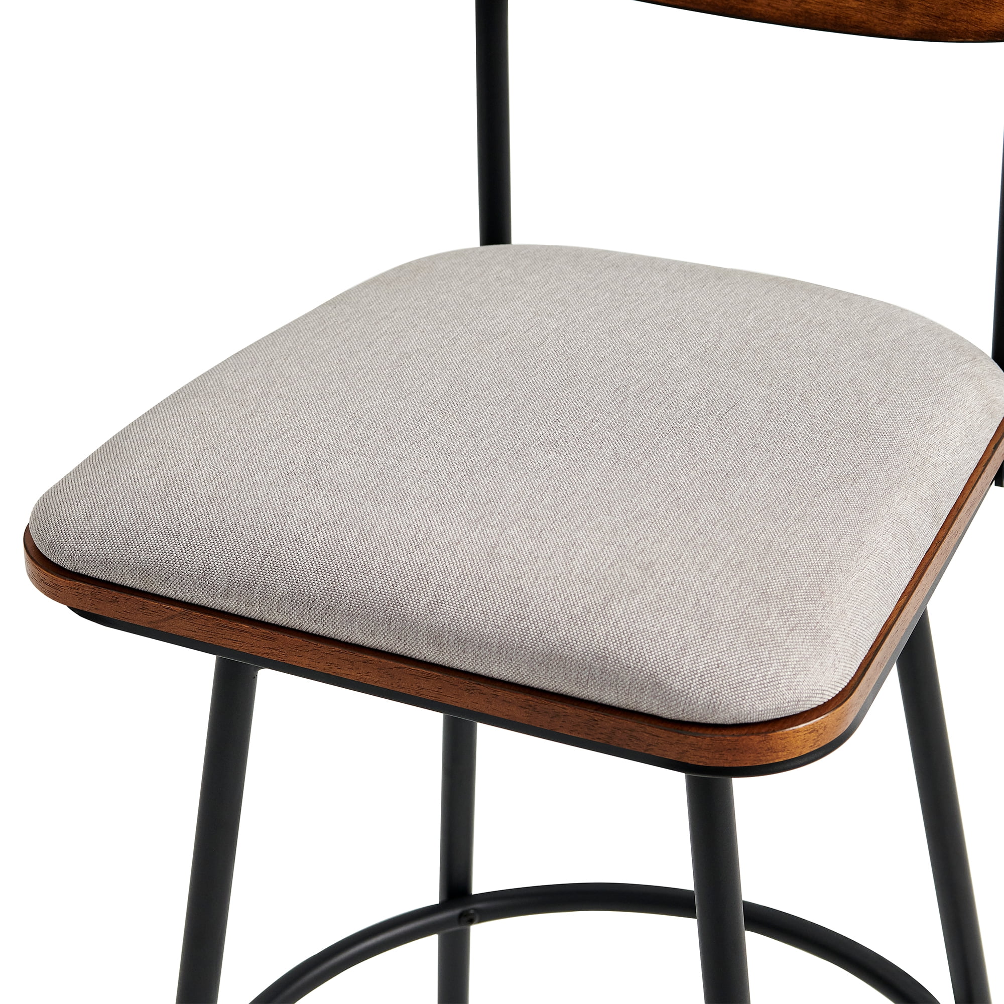 CHITA Swivel Counter Height Bar Stools with Back Set of 2, 27'' Seat Height, Metal & Wood Frame, Light Beige
