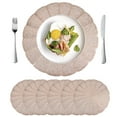 thumbnail image 3 of LQCrafK Round Placemats Set of 6,  Place Mats for Dining Table, Washable Vinyl Placemats, Silver, 3 of 5