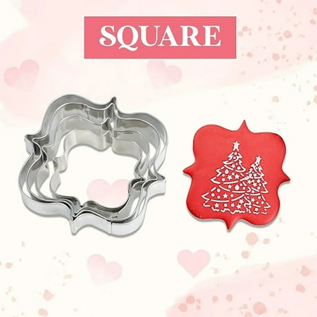 

BLNVKOP Stainless Steel Fondant Cookie Stamper Creative DIY Mold Cute Pattern 4PC-Silver