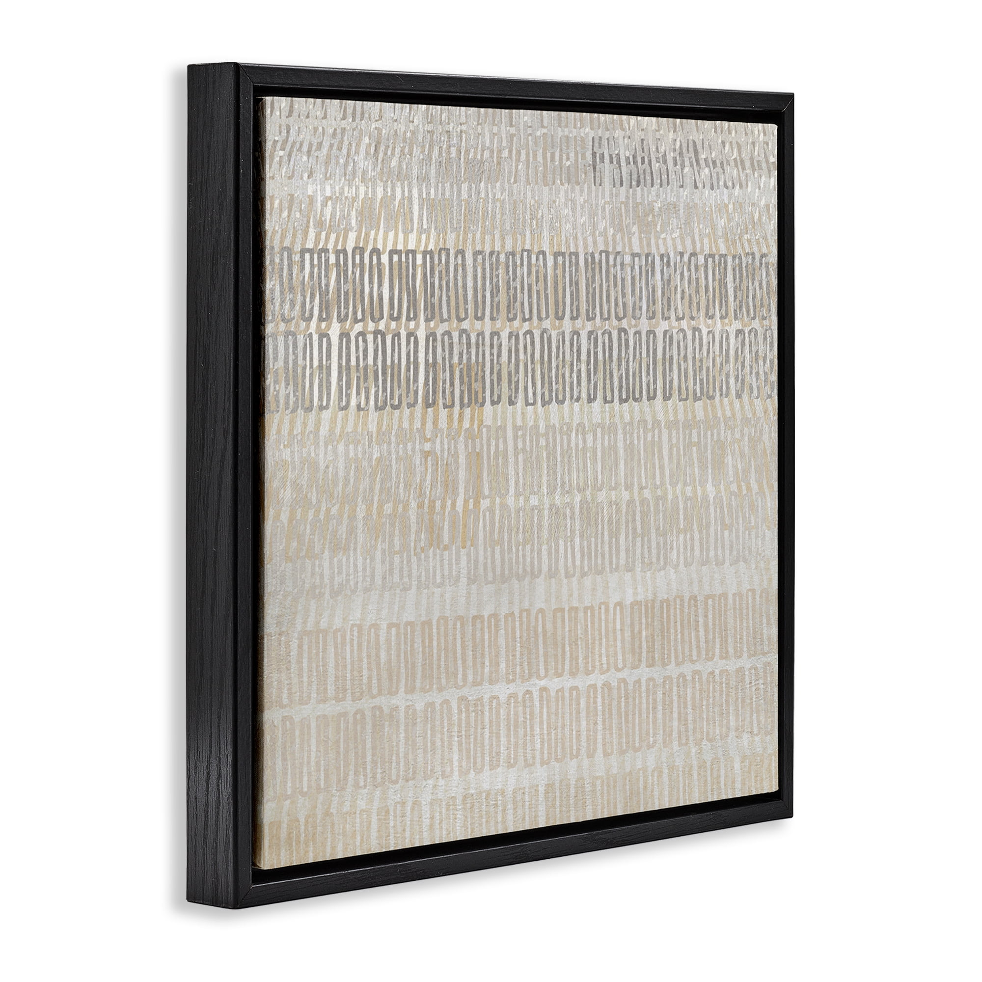 Stupell Industries Boho Layered Shapes Pattern Abstract Painting Black Floater Framed Canvas Art Print Wall Art, 18 x 18