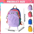 thumbnail image 3 of ashion Color-Block Backpack, Rainbow Trim Casual Bookbag, Breathable Fabric Backpack with Reinforced Zippers, Cute Lightweight Nylon Daypack for Daily Commute and Weekend Trips, Purple, 3 of 7