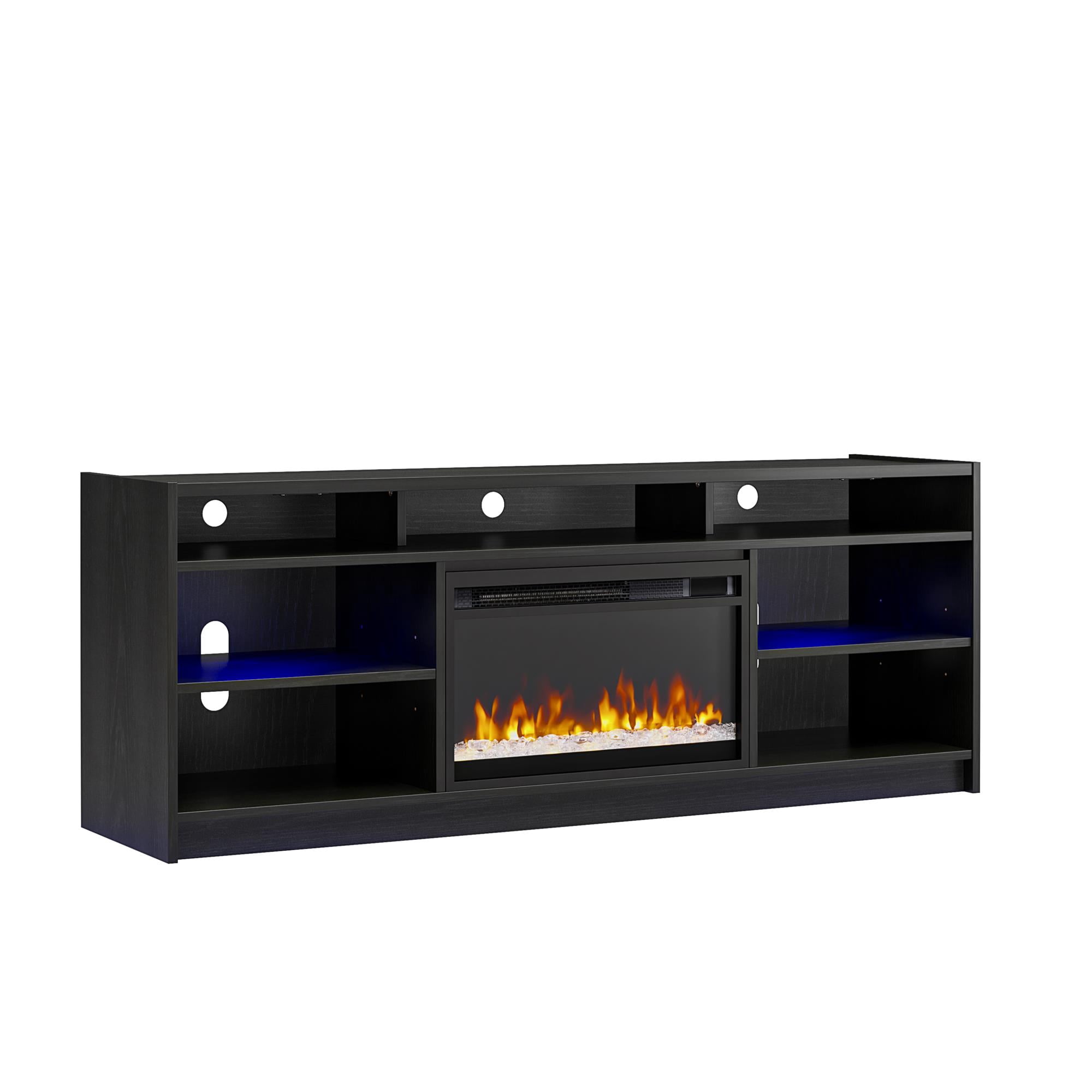Ameriwood Home Luna Fireplace TV Stand for TVs up to 75", Nightfall Oak