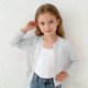 thumbnail image 2 of Niña Pequeña Manga Larga Tops Color Sólido Princesa Punto Suéter con Protección Solar, Aire Acondicionado Suéter Cardigan para Uso Diario Casual, Abrigo Suave, 2 of 7