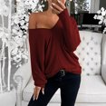 thumbnail image 4 of Womens Top Clearance Women Fashion Casual Solid V-Neck Loose Long Sleeve T-shirt Top Blouse Pullover, 4 of 5