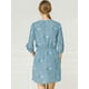 thumbnail image 5 of Vestido Allegra K Para Mujer Estampado Floral Cierre De Botón Escote En V Bolsillos Laterales Azul XS, 5 of 6