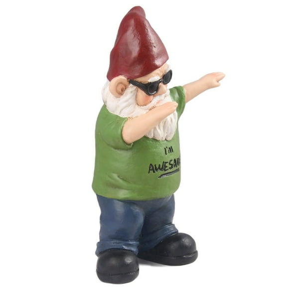 Hi Line 11" Green Gnome Iconic Dab Garden Statue, Weatherproof