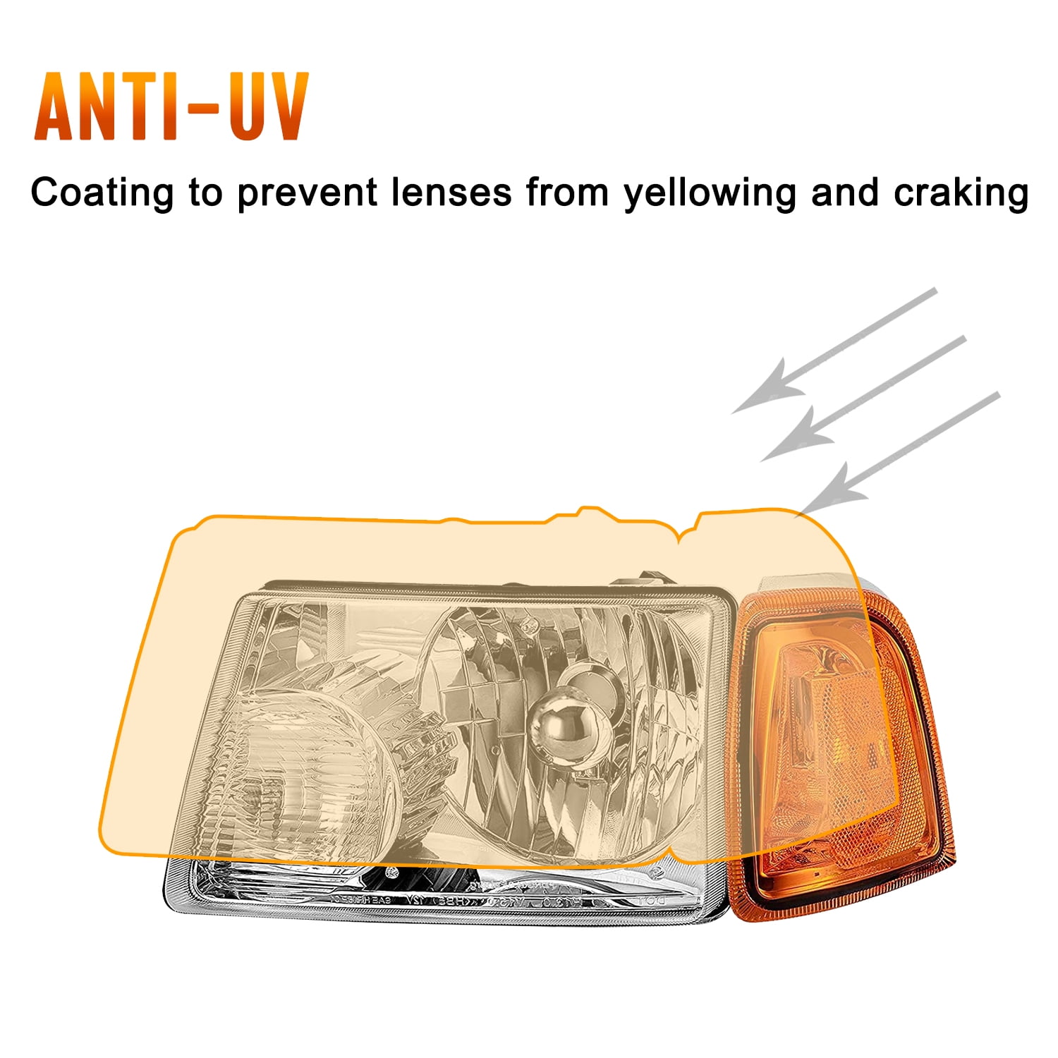 For 2001-2011 Ford Ranger Chrome Housing Headlights Amber Corner Signal Lamps