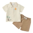 thumbnail image 4 of WhouRiu Boys Summer Casual Outfits Short Sleeve Button Down Shirts And Shorts Sets Kids Cute Clothes, 4 of 9